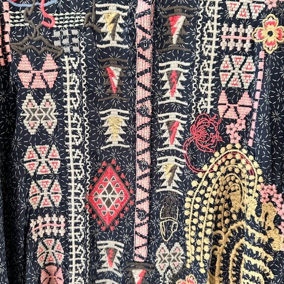 JOHNNY WAS SILK EMBROIDERED TUNIC BLOUSE - Picture 3 of 6